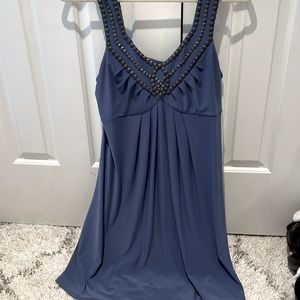 DECODE BLUE V NECK STUDDED SUMMER DRESS. SZ M